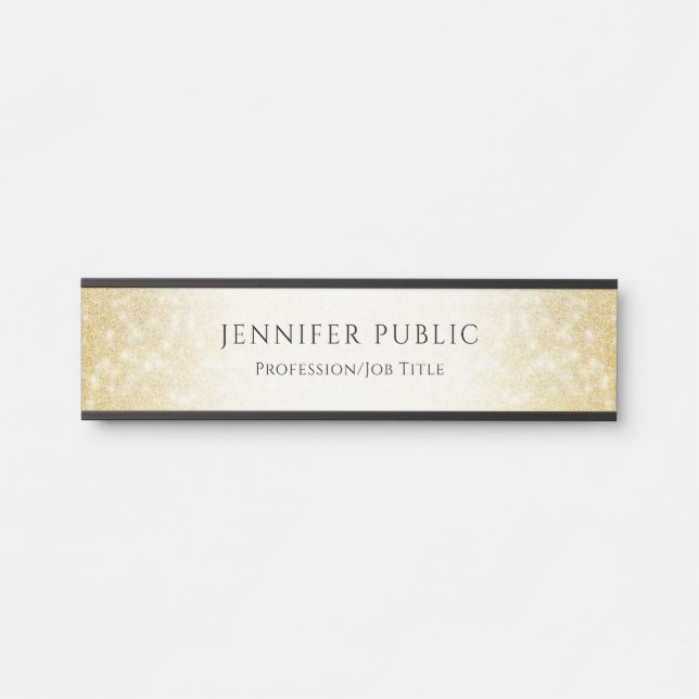 Glamourous Gold Glitter Elegant Modern Template Door Sign (Front)