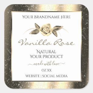 Glamourous Gold Glitter Floral White Product Label