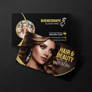Glamourous Gold Glitter Hair Stylist Beauty Salon Business Card