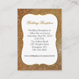 Glamourous Gold Glitter Look Wedding Enclosure Car Card