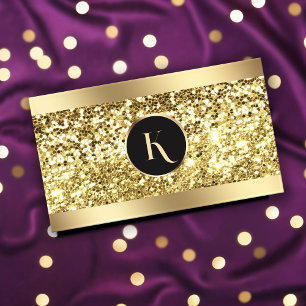 Glamourous Gold Glitter Makeup Artist Business Car Card
