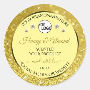Glamourous Gold Glitter Product Label Logo Diamond