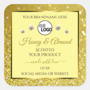 Glamourous Gold Glitter Product Label Logo Diamond