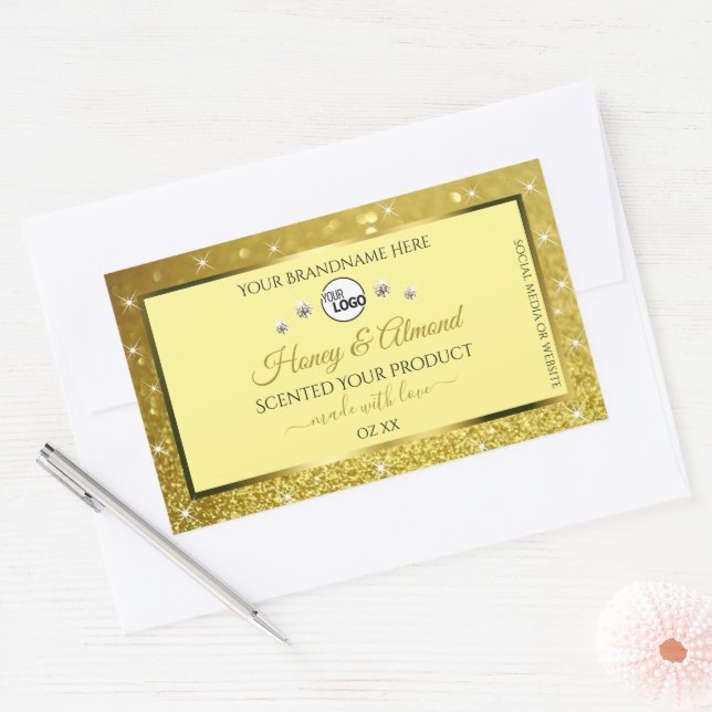 Glamourous Gold Glitter Product Label Logo Diamond (Envelope)