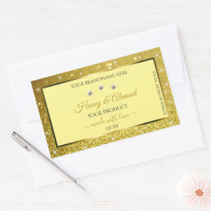 Glamourous Gold Glitter Product Labels Rhinestones
