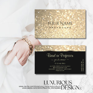 Glamourous Gold Glitter Sparkle Stars Opening Hour Business Card