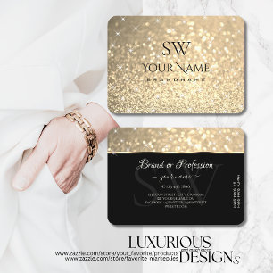 Glamourous Gold Glitter Stars Initials Opening Hou Business Card