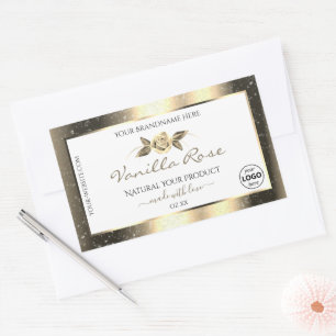 Glamourous Gold Glitter White Product Labels Logo