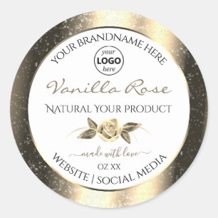 Glamourous Gold Glitter White Product Labels Logo
