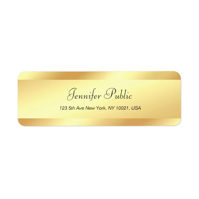 Glamourous Gold Hand Script Simple Return Address Label (Front)