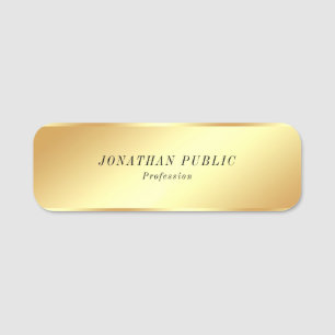 Glamourous Gold Look Chic Italic Text Simple Moder Name Tag