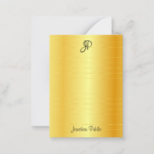 Glamourous Gold Look Handwriting Script Monogram Card