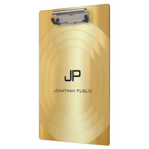 Glamourous Gold Look Monogram Elegant Template Clipboard