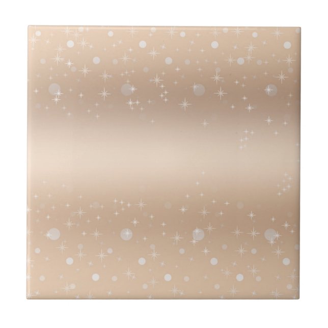 Glamourous gold metallic lustre, gradient, stars ceramic tile (Front)