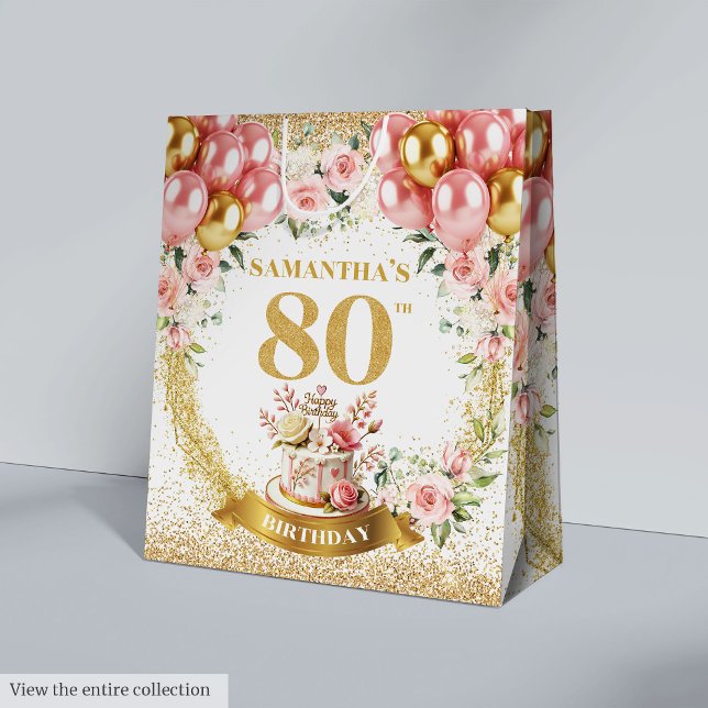 Glamourous Gold Number 80th Birthday Floral Bag (Glamorous Gold Number 80th Birthday Floral Bag

)