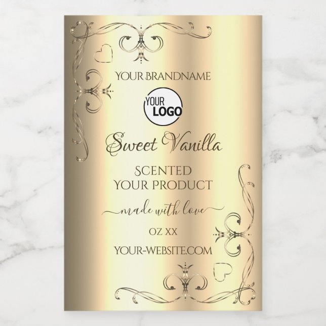 Glamourous Gold Product Labels Ornate Corners Logo (Single Label)