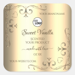Glamourous Gold Product Labels Ornate Corners Logo