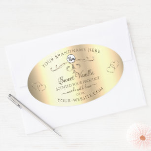 Glamourous Gold Product Labels Ornate Hearts Logo