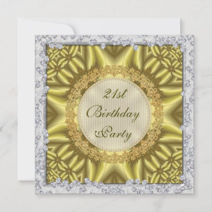 Glamourous Gold & Silver 21st Birthday Party Invitation