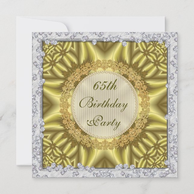 Glamourous Gold & Silver 65th Birthday Party Invitation (Front)