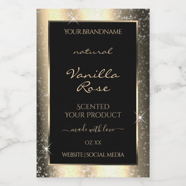 Glamourous Gold Sparkle Glitter Frame Product Labe Food Label (Single Label)