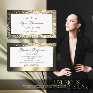 Glamourous Gold Sparkle Glitter Star White Diamond Business Card