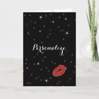 Glamourous Gold Stars with Red Lipstick Kiss