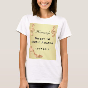 Glamourous Gold Stiletto & Music Note T-Shirt