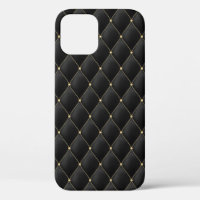 Glamourous Gold Studded Black Quilted Pattern