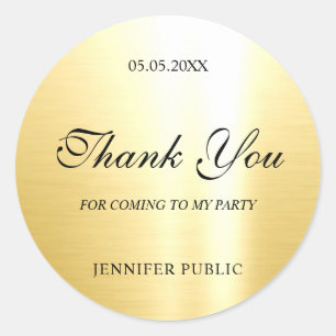 Glamourous Gold Template Hand Script Thank You Classic Round Sticker