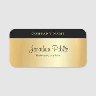 Glamourous Gold Template Handwritten Name Elegant Name Tag