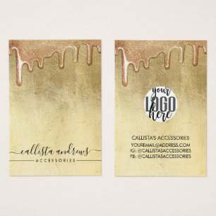 Glamourous Gold Thick Glitter Drips Logo Earring