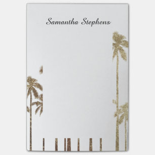 Glamourous Gold Tropical Palm Trees on White Post-it Notes