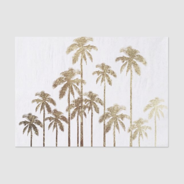 Glamourous Gold Tropical Palm Trees on White Tissue Paper (Front)