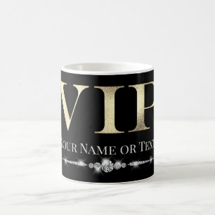 Glamourous Gold VIP on Black Coffee Mug