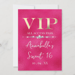 Glamourous Gold VIP on Hot Pink Invitation