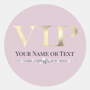 Glamourous Gold VIP on Pink Classic Round Sticker