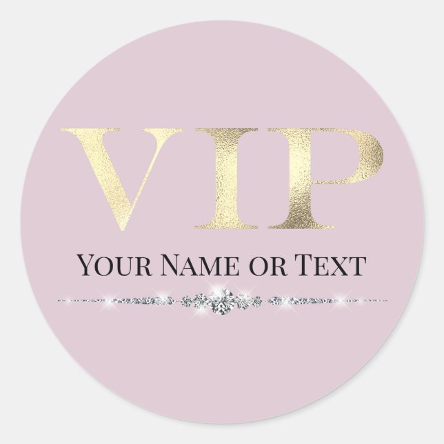Glamourous Gold VIP on Pink Classic Round Sticker (Front)