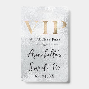 Glamourous Gold VIP on Silver ID Badge