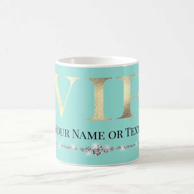 Glamourous Gold VIP on Teal Coffee Mug (Center)
