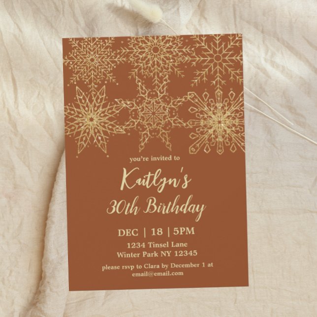 Glamourous Gold Winter 30th Birthday  Invitation (Creator Uploaded)