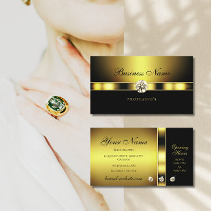 Glamourous Golden and Black with Shimmery Diamonds Business Card
