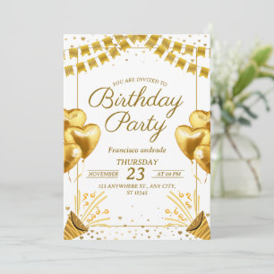 Glamourous Golden Birthday Celebration Invitation