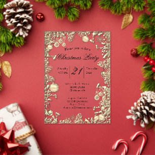 Glamourous Golden Decorations Christmas Party  Acrylic Invitations