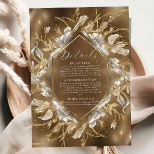 Glamourous Golden Themed Floral Wedding Enclosure Card