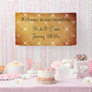 Glamourous golden wedding party welcome banner sig