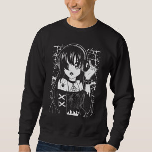 Glamourous Gothic Girl with Creepy Spider and Spik Sweatshirt
