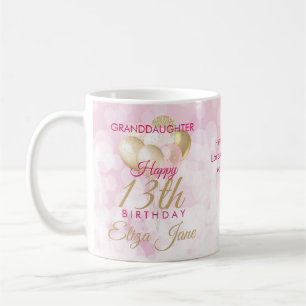 Glamourous Granddaughter 13th Birthday Balloon Coffee Mug
