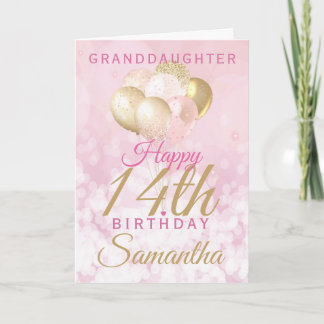 Glamourous Granddaughter 14th Birthday Balloon Card