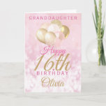 Glamourous Granddaughter 16th Birthday Balloon Card<br><div class="desc">A gorgeous glamourous 16th birthday card for your granddaughter. This fabulous design features blush pink and gold glitter balloons on a rose pink sparkly background.  Personalise with a name to wish someone a very happy sweet sixteenth birthday.</div>